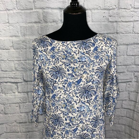 H&M Paisley and flower print dress blue and white sz 4 women - Picture 3 of 12
